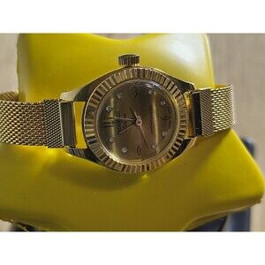 Vintage Ladies Kronairon Electra Mechanical Watch..Gold Tone Band.. Works!